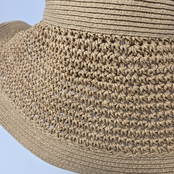 J. CREW TEXTURED SUMMER STRAW HAT DUSTY DUNE SHAPED SUN HAT WOMEN OS VACATION - Picture 15 of 16